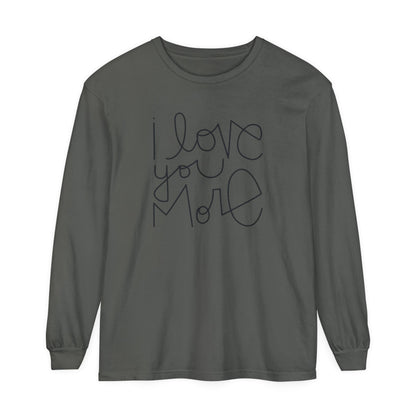 I Love You More Adult Long Sleeve T-Shirt - Tenth &amp; Pine - Long Sleeve Adult Tee - S - Pepper