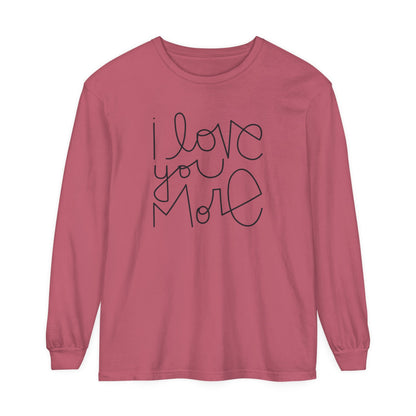 I Love You More Adult Long Sleeve T-Shirt - Tenth &amp; Pine - Long Sleeve Adult Tee - S - Crimson