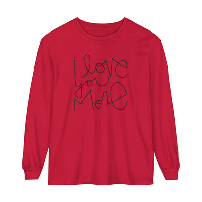 I Love You More Adult Long Sleeve T-Shirt - Tenth &amp; Pine - Long Sleeve Adult Tee - S - Red