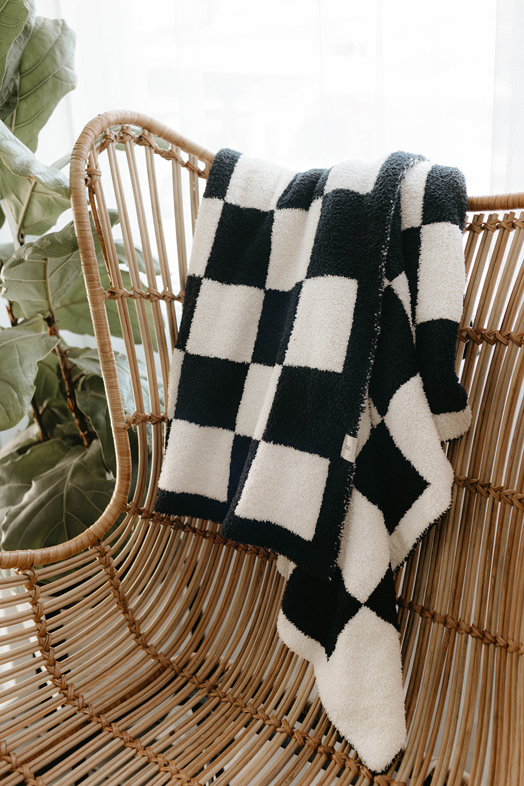 Plush Blanket  | Black &amp; White Checkerboard