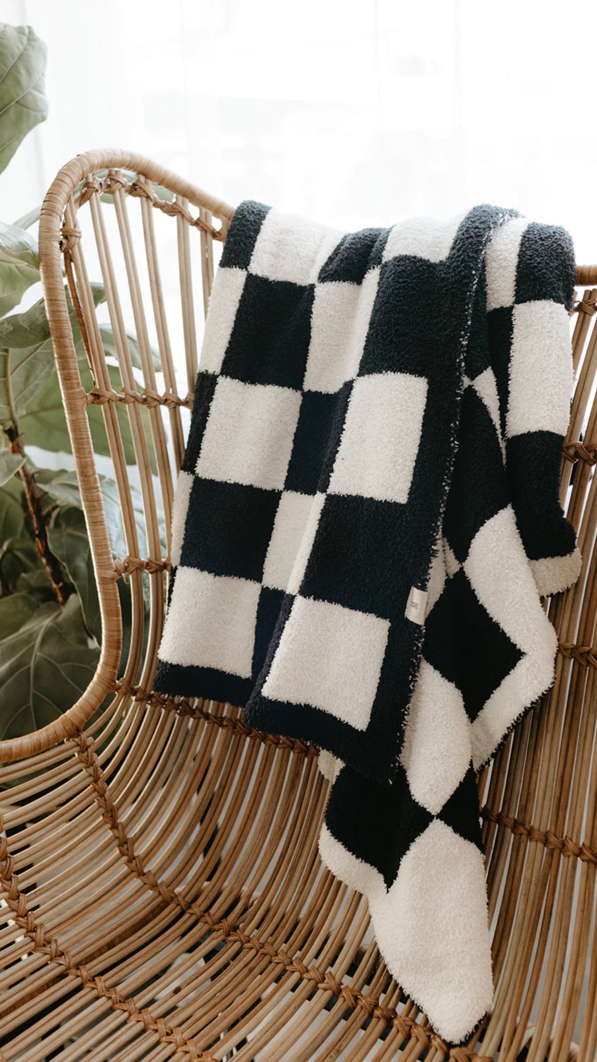 Plush Blanket  | Black &amp; White Checkerboard