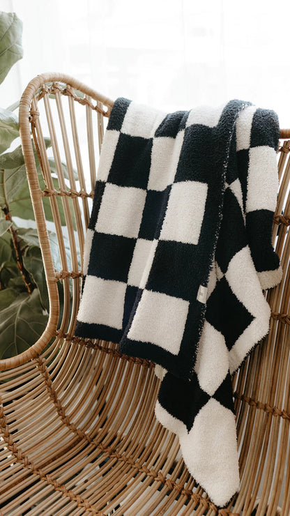 Plush Blanket  | Black &amp; White Checkerboard