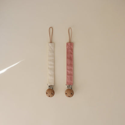 Linen Pacifier Clip 2 - Pack - Tenth &amp; Pine - Pacifier Clip - Blush/Cream