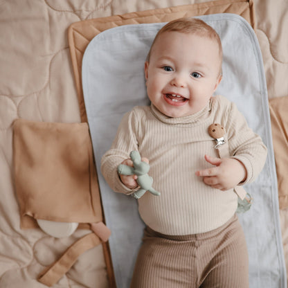 Linen Pacifier Clip 2 - Pack - Tenth &amp; Pine - Pacifier Clip - Olive/Shifting Sand