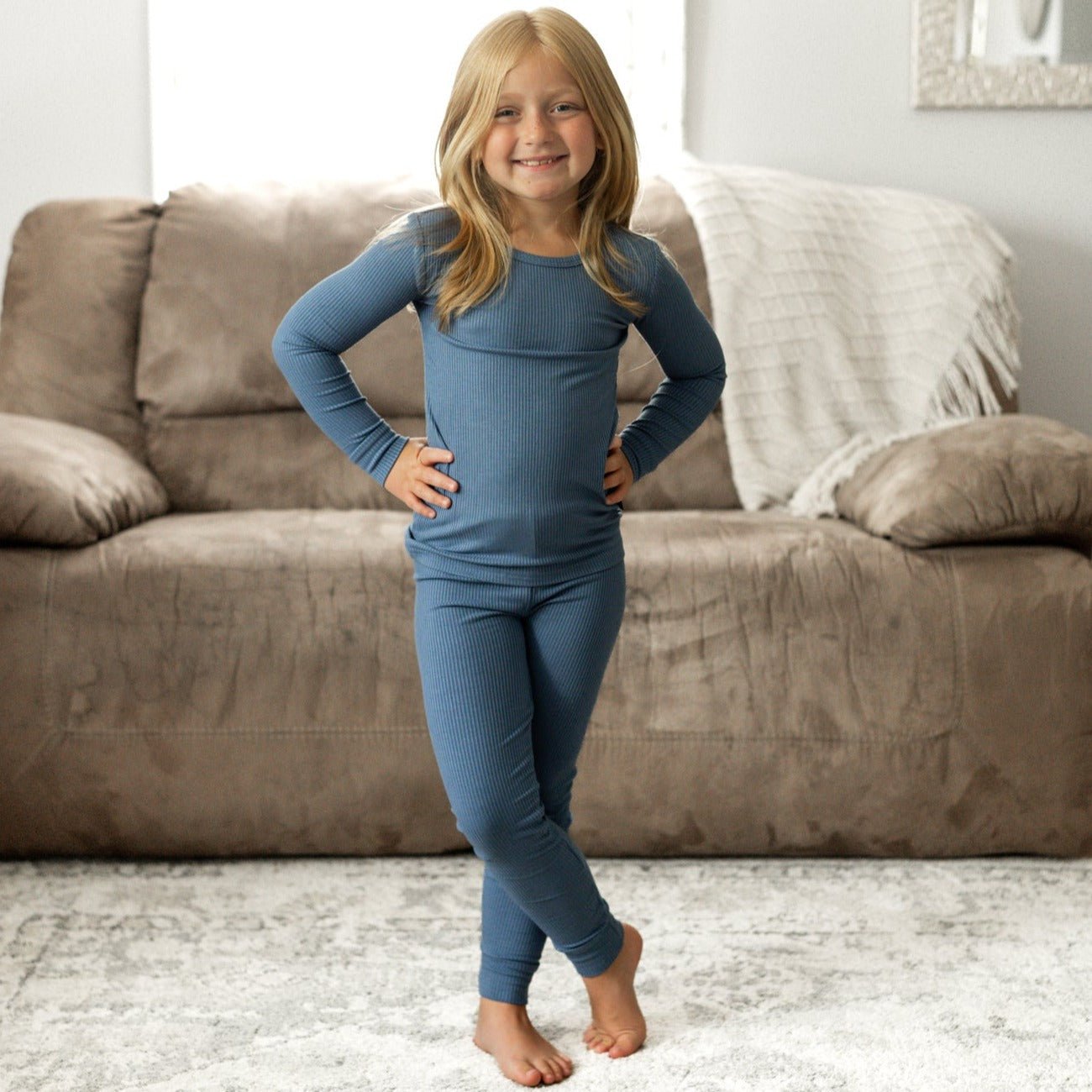 LONG SLEEVE 2 PIECE SETS - Arctic Ribbed - Tenth &amp; Pine - Bamboo 2 Piece PJ - RIB - 12/18m
