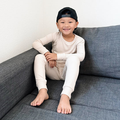 LONG SLEEVE 2 PIECE SETS - Clay Ribbed - Tenth &amp; Pine - Bamboo 2 Piece PJ - RIB - 12/18m