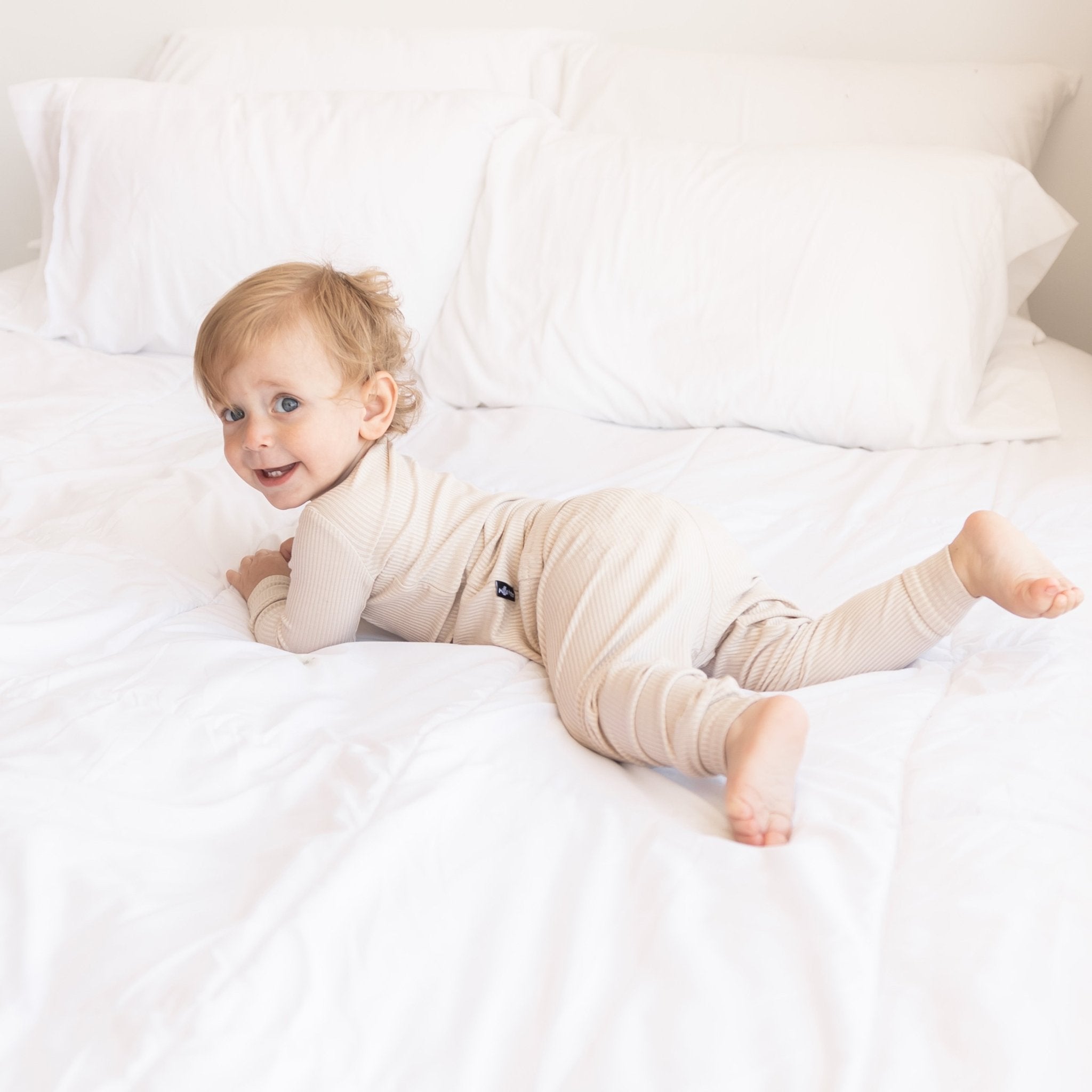 LONG SLEEVE 2 PIECE SETS - Clay Ribbed - Tenth &amp; Pine - Bamboo 2 Piece PJ - RIB - 12/18m