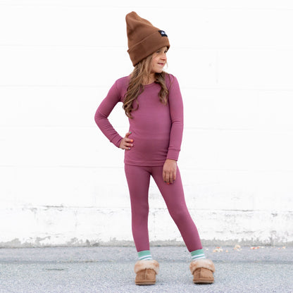 LONG SLEEVE 2 PIECE SETS - Mauve Ribbed - Tenth &amp; Pine - Bamboo 2 Piece PJ - RIB - 12/18m