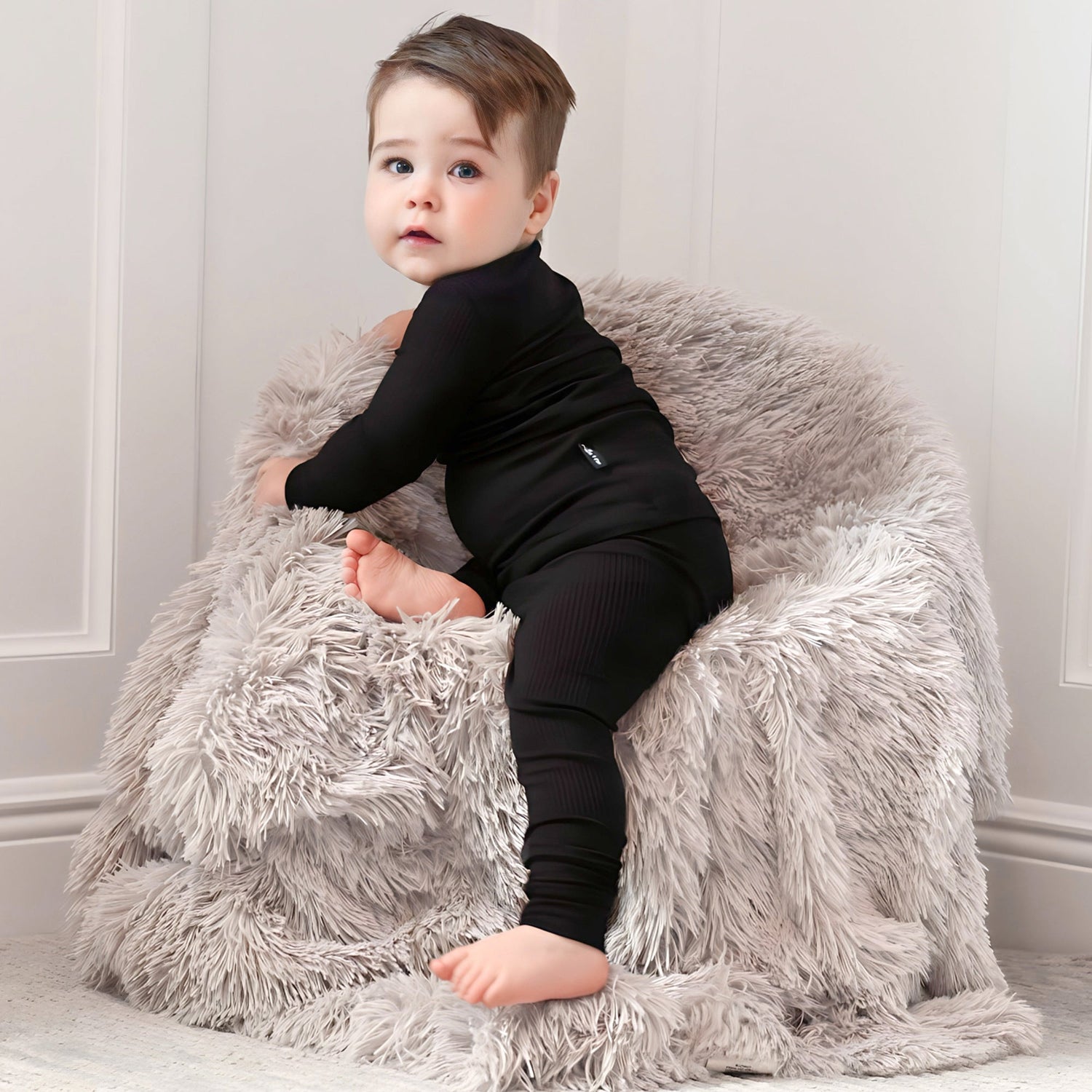 LONG SLEEVE 2 PIECE SETS - Midnight Ribbed - Tenth &amp; Pine - Bamboo 2 Piece PJ - RIB - 12/18m