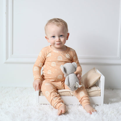 LONG SLEEVE 2 PIECE SETS - Rainbow Ribbed - Tenth &amp; Pine - Bamboo 2 Piece PJ - RIB - 12/18m