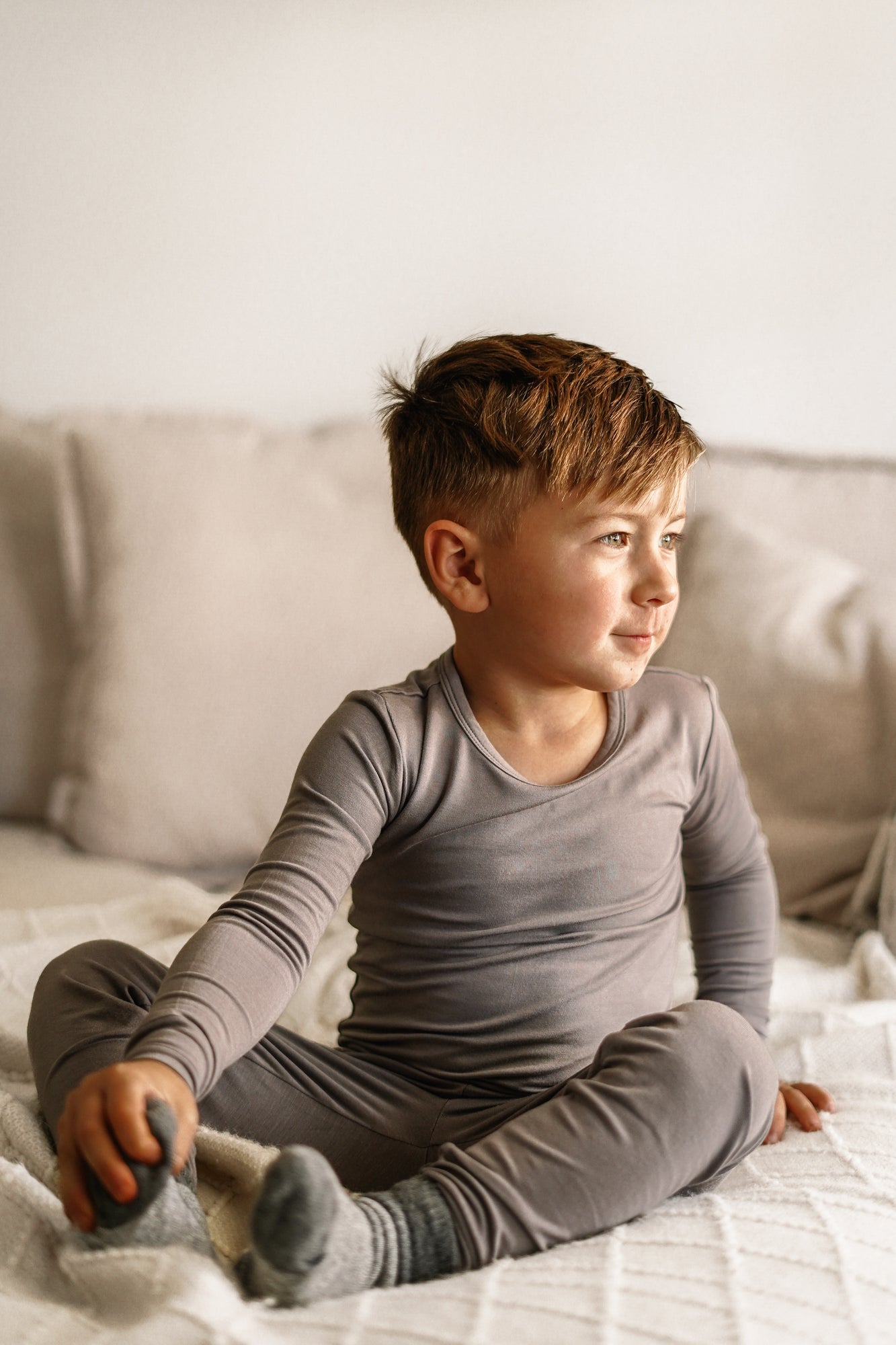 LONG SLEEVE 2 PIECE SETS - Stone - Tenth & Pine - Bamboo 2 Piece PJ - 12/18m