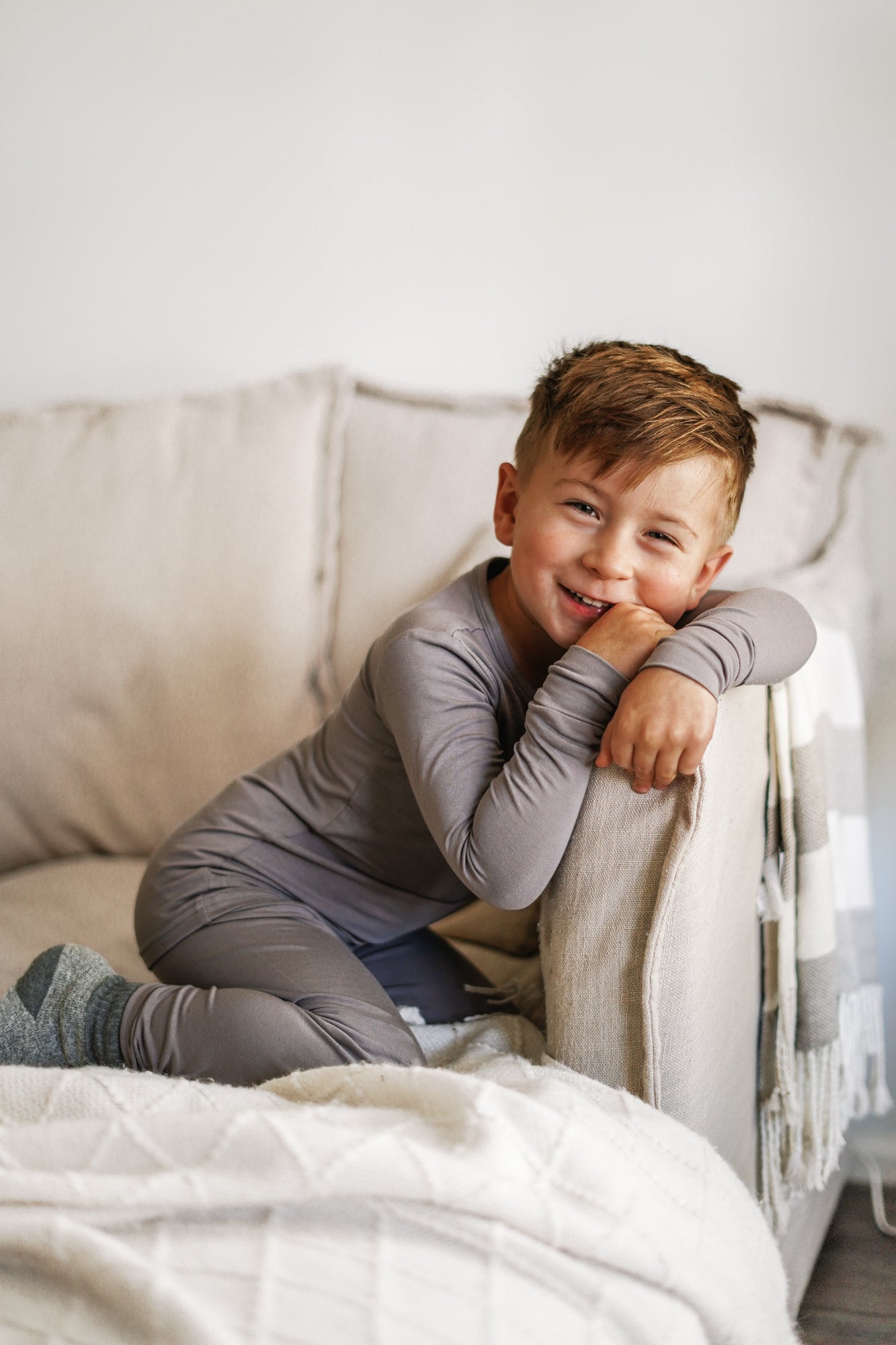 LONG SLEEVE 2 PIECE SETS - Stone - Tenth & Pine - Bamboo 2 Piece PJ - 12/18m