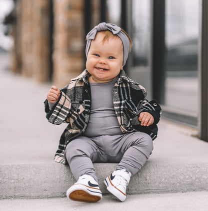 LONG SLEEVE 2 PIECE SETS - Stone - Tenth & Pine - Bamboo 2 Piece PJ - 12/18m