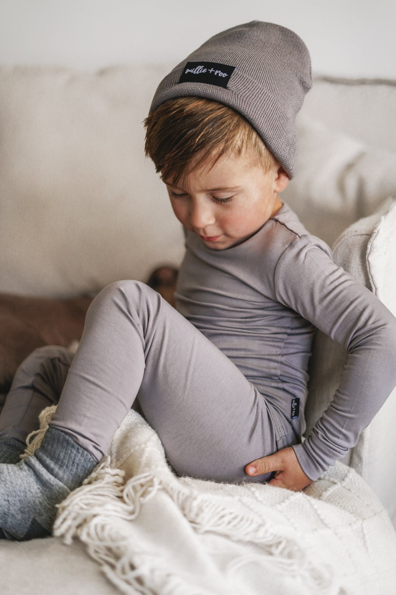 LONG SLEEVE 2 PIECE SETS - Stone - Tenth & Pine - Bamboo 2 Piece PJ - 12/18m