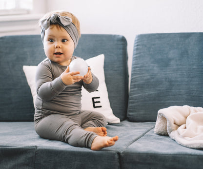 LONG SLEEVE 2 PIECE SETS - Stone - Tenth & Pine - Bamboo 2 Piece PJ - 12/18m