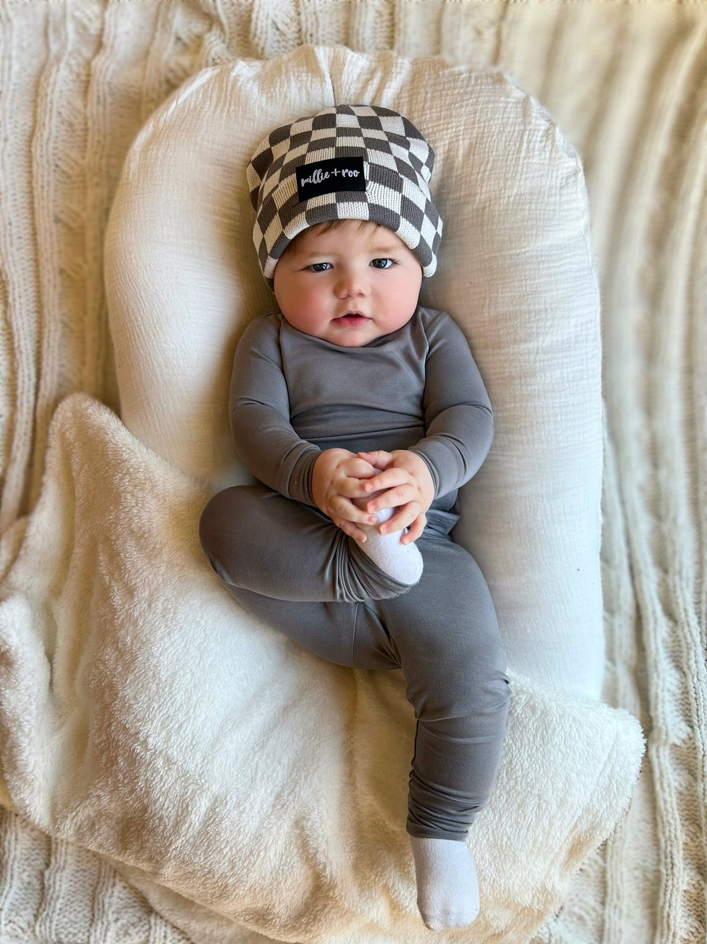 LONG SLEEVE 2 PIECE SETS - Stone - Tenth & Pine - Bamboo 2 Piece PJ - 12/18m