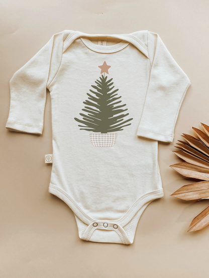 Holiday Tree Organic Baby Bodysuit Long Sleeve