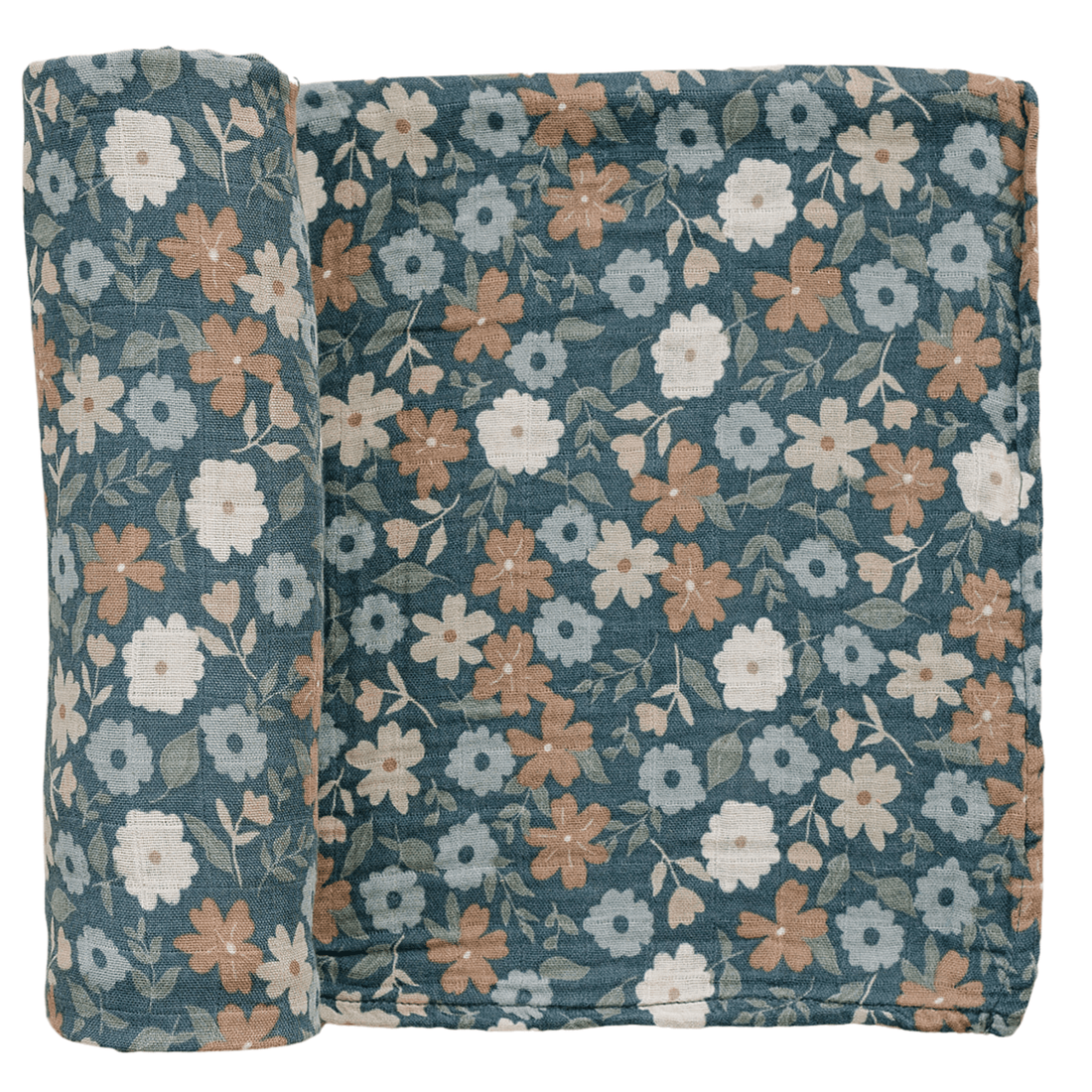 Midnight Floral Muslin Swaddle Blanket - Tenth &amp; Pine - 