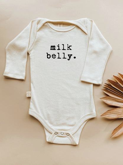 Milk Belly - Long Sleeve Organic Baby Bodysuit - Tenth &amp; Pine - Long Sleeve Onesie - 0 - 3M