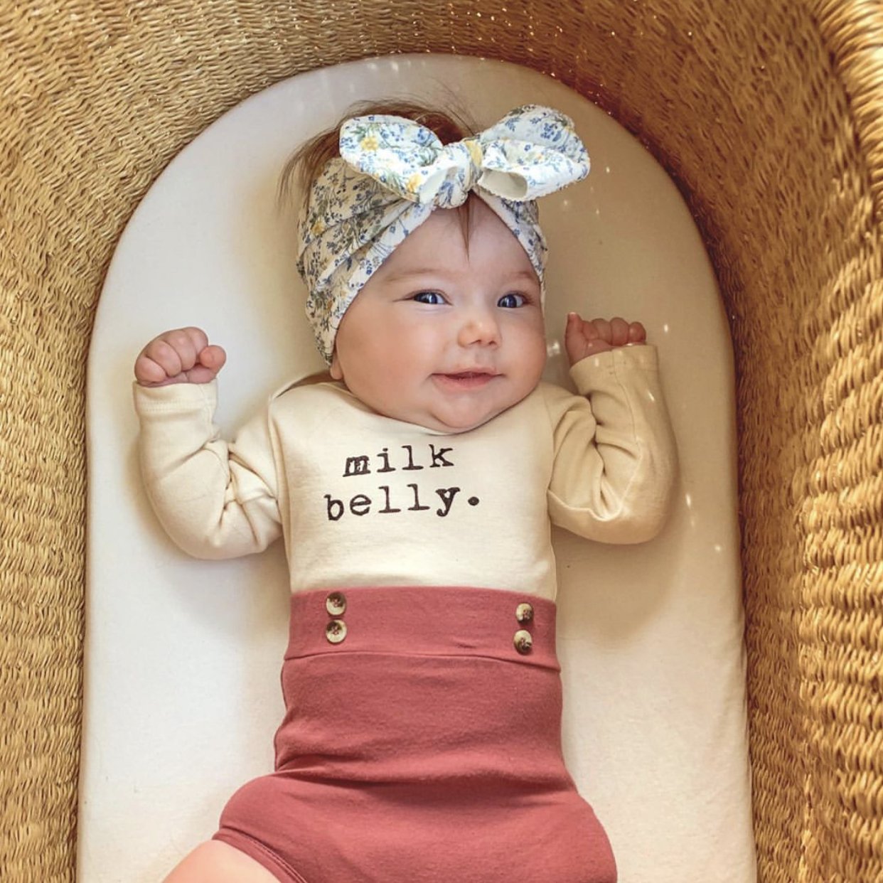Milk Belly - Long Sleeve Organic Baby Bodysuit - Tenth &amp; Pine - Long Sleeve Onesie - 0 - 3M