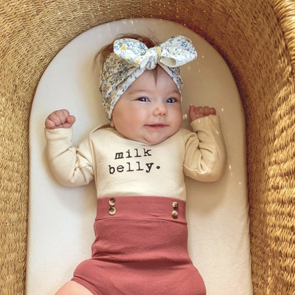 Milk Belly - Long Sleeve Organic Baby Bodysuit - Tenth &amp; Pine - Long Sleeve Onesie - 0 - 3M