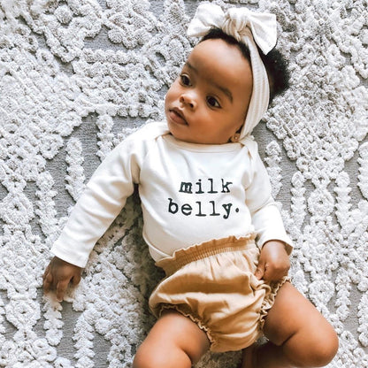 Milk Belly - Long Sleeve Organic Baby Bodysuit - Tenth &amp; Pine - Long Sleeve Onesie - 0 - 3M
