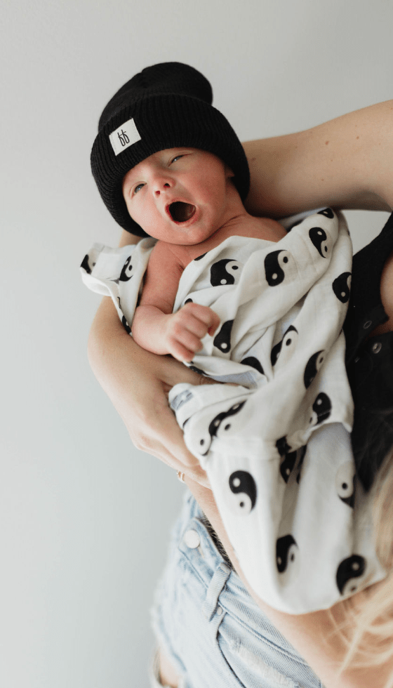 Muslin Swaddle | Black &amp; White Yin Yang - Tenth &amp; Pine - Swaddle - forever french baby