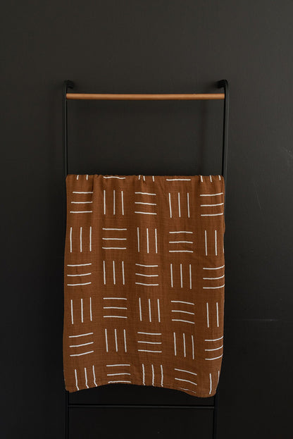 Mustard Mudcloth Muslin Swaddle Blanket - Tenth &amp; Pine - 