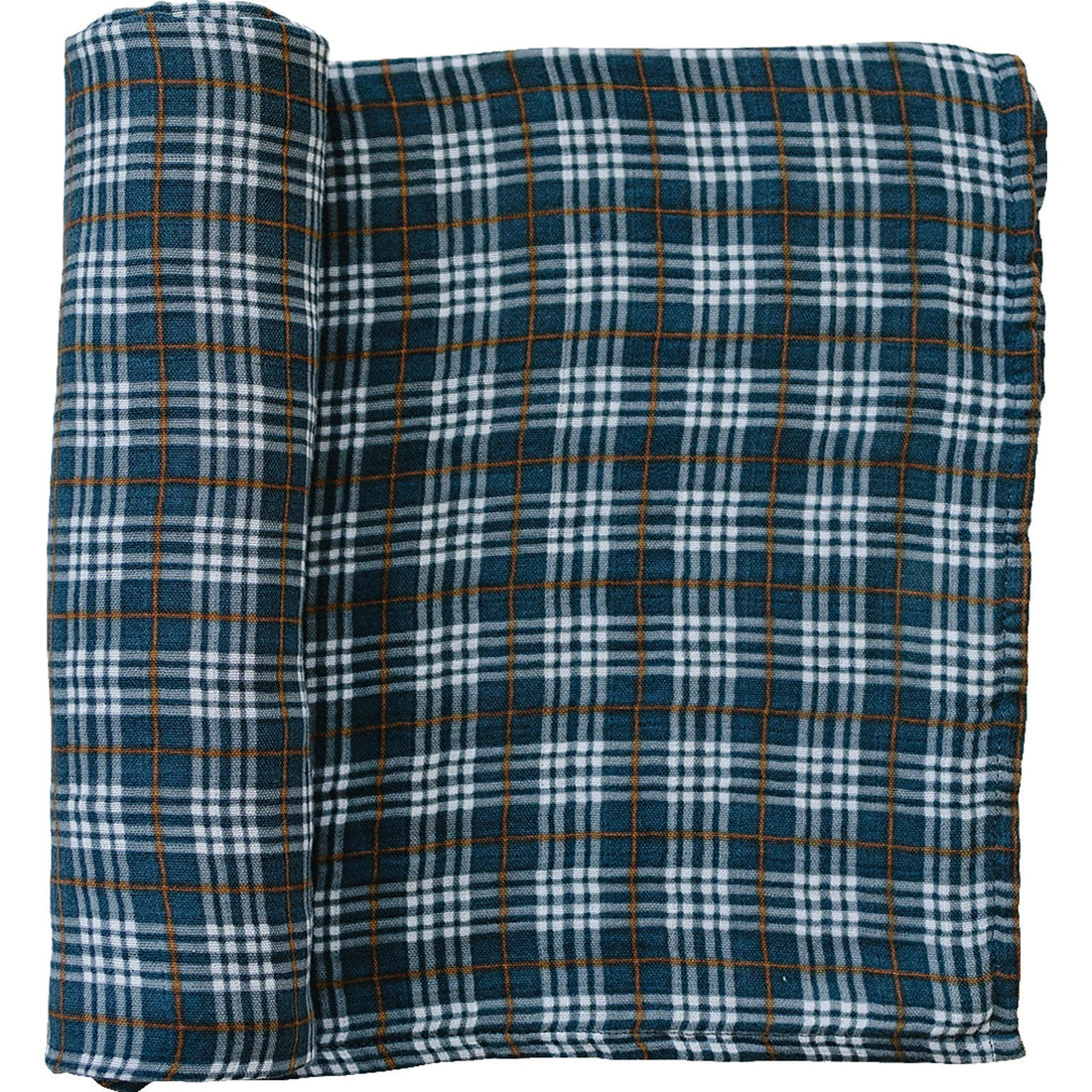 Navy Plaid Muslin Swaddle Blanket - Tenth &amp; Pine - 