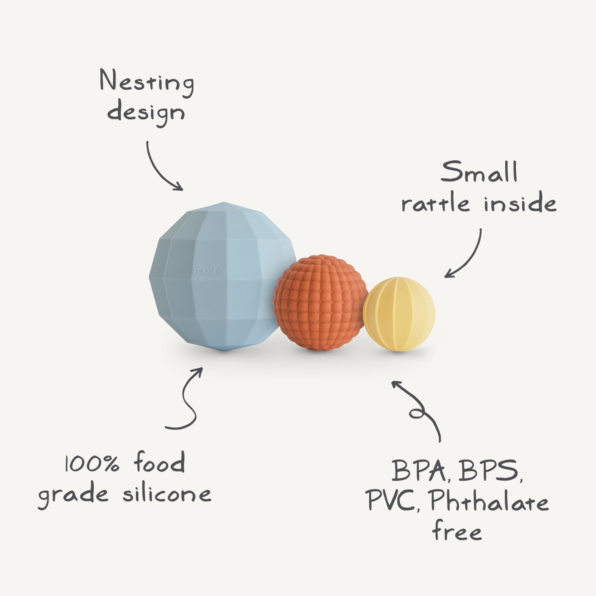 Nesting Spheres Sensory Toy - Tenth &amp; Pine - toys - Blush