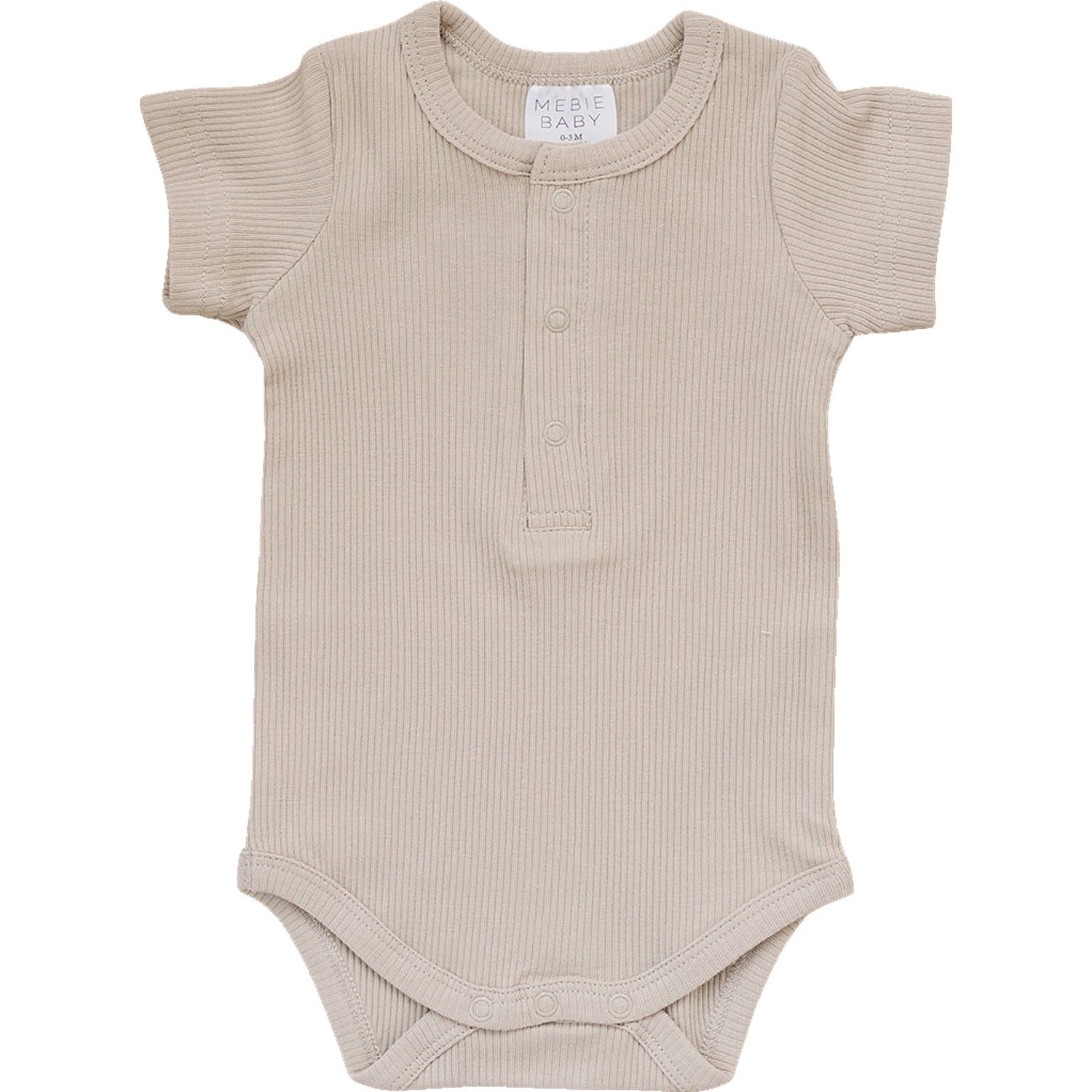 Oatmeal Organic Cotton Ribbed Snap Bodysuit - Tenth &amp; Pine - NB - Mebie Baby