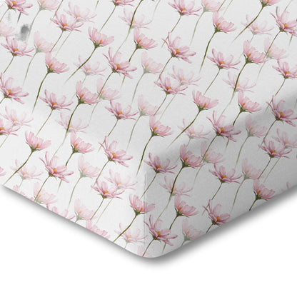 Organic Crib Sheet - Pink Petals - Tenth &amp; Pine - Crib Sheets - 