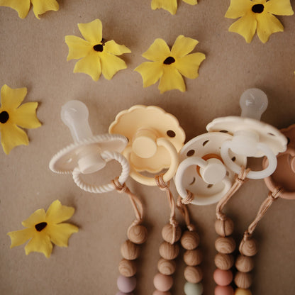 FRIGG Moon Silicone Pacifier 2 - Pack - Tenth &amp; Pine - FRIGG PACIFIERS - 6 - 18 months - Soft Lilac/Daffodil