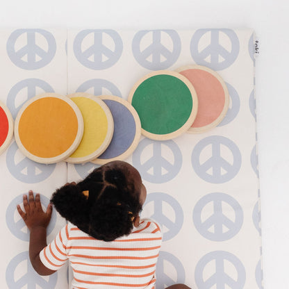 Peace Sign Vegan Leather Mat - Tenth &amp; Pine - Vegan Leather Padded Mat - Standard