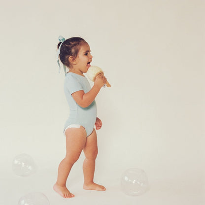 Powder Blue Mini Short Sleeve One - Piece - Tenth & Pine - Mini Swimwear - 0 - 6 Months - Powder Blue - Montce
