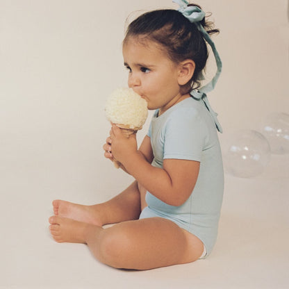 Powder Blue Mini Short Sleeve One - Piece - Tenth & Pine - Mini Swimwear - 0 - 6 Months - Powder Blue - Montce