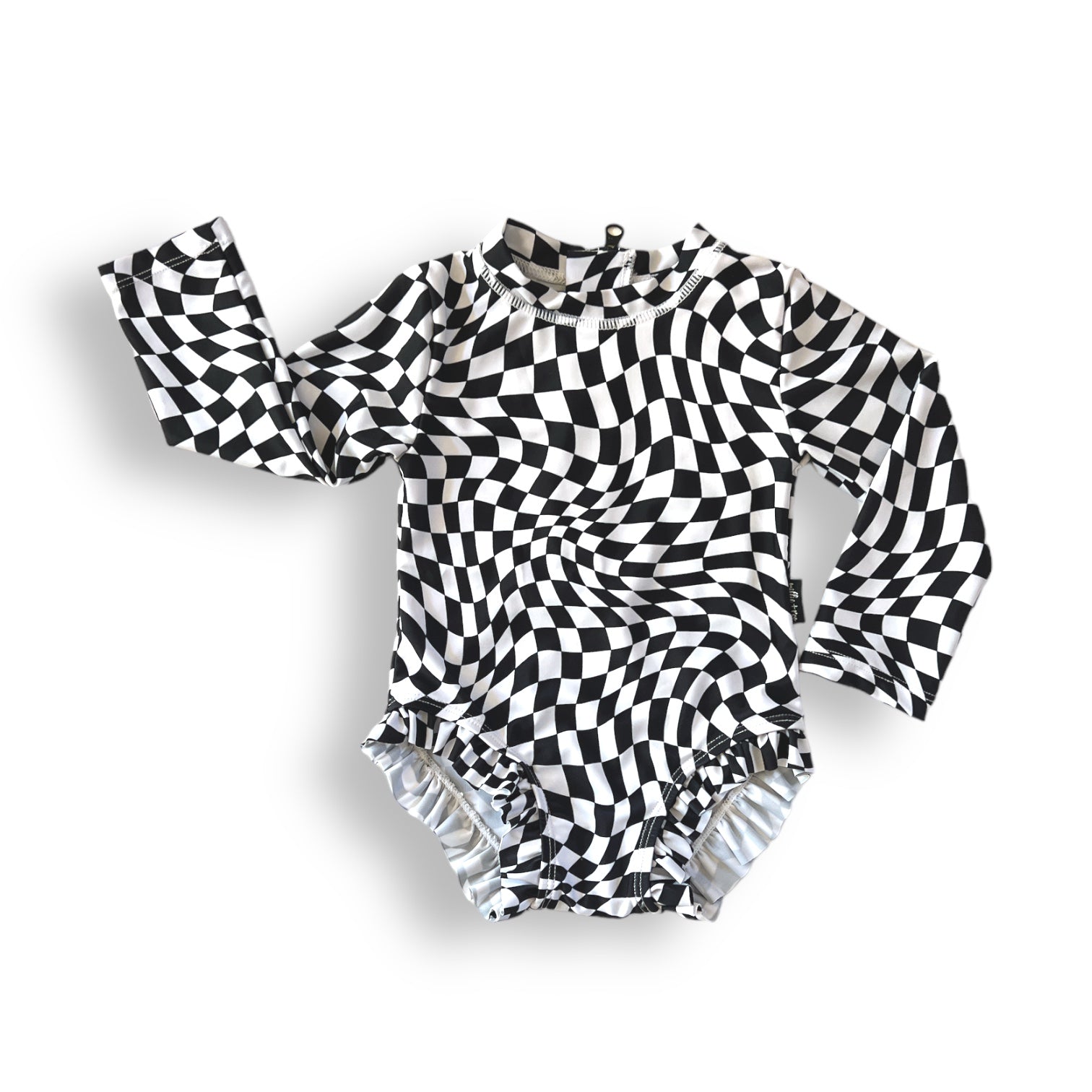 RUFFLE RASH GUARD - Black Dizzy Check - Tenth & Pine - Ruffle Rash Guard - 6/12m - millie + roo