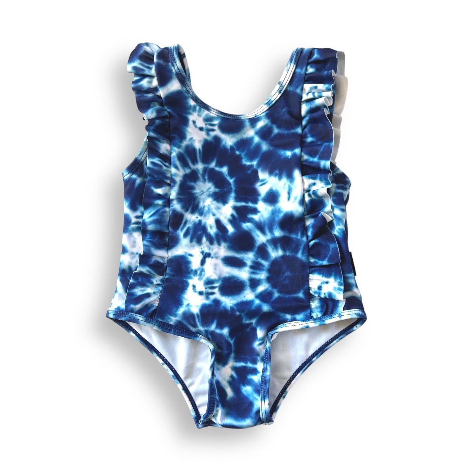 RUFFLE SWIMSUIT - Blue Tie Dye - Tenth &amp; Pine - Ruffle Swimsuit - 6/12m - millie + roo