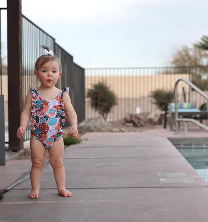 RUFFLE SWIMSUIT - Monstera - Tenth &amp; Pine - Ruffle Swimsuit - 6/12m - millie + roo
