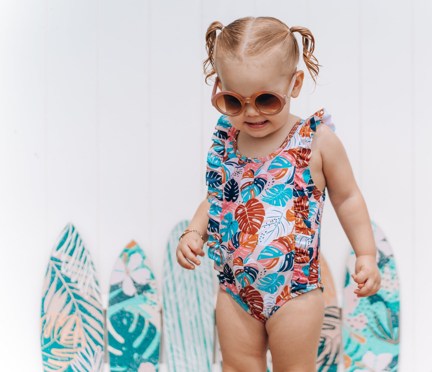 RUFFLE SWIMSUIT - Monstera - Tenth &amp; Pine - Ruffle Swimsuit - 6/12m - millie + roo