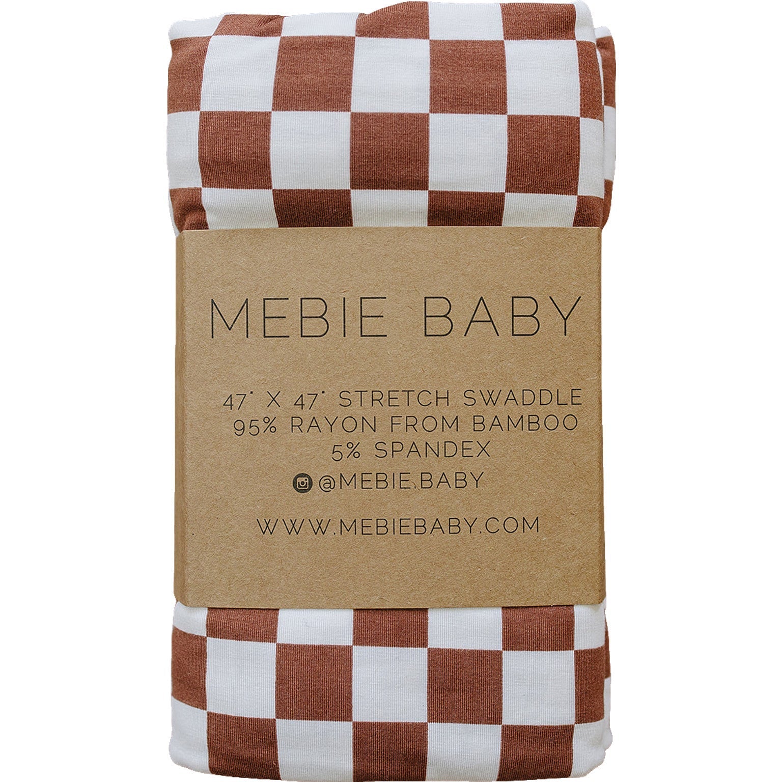 Rust Checkered Bamboo Stretch Swaddle - Tenth &amp; Pine - 