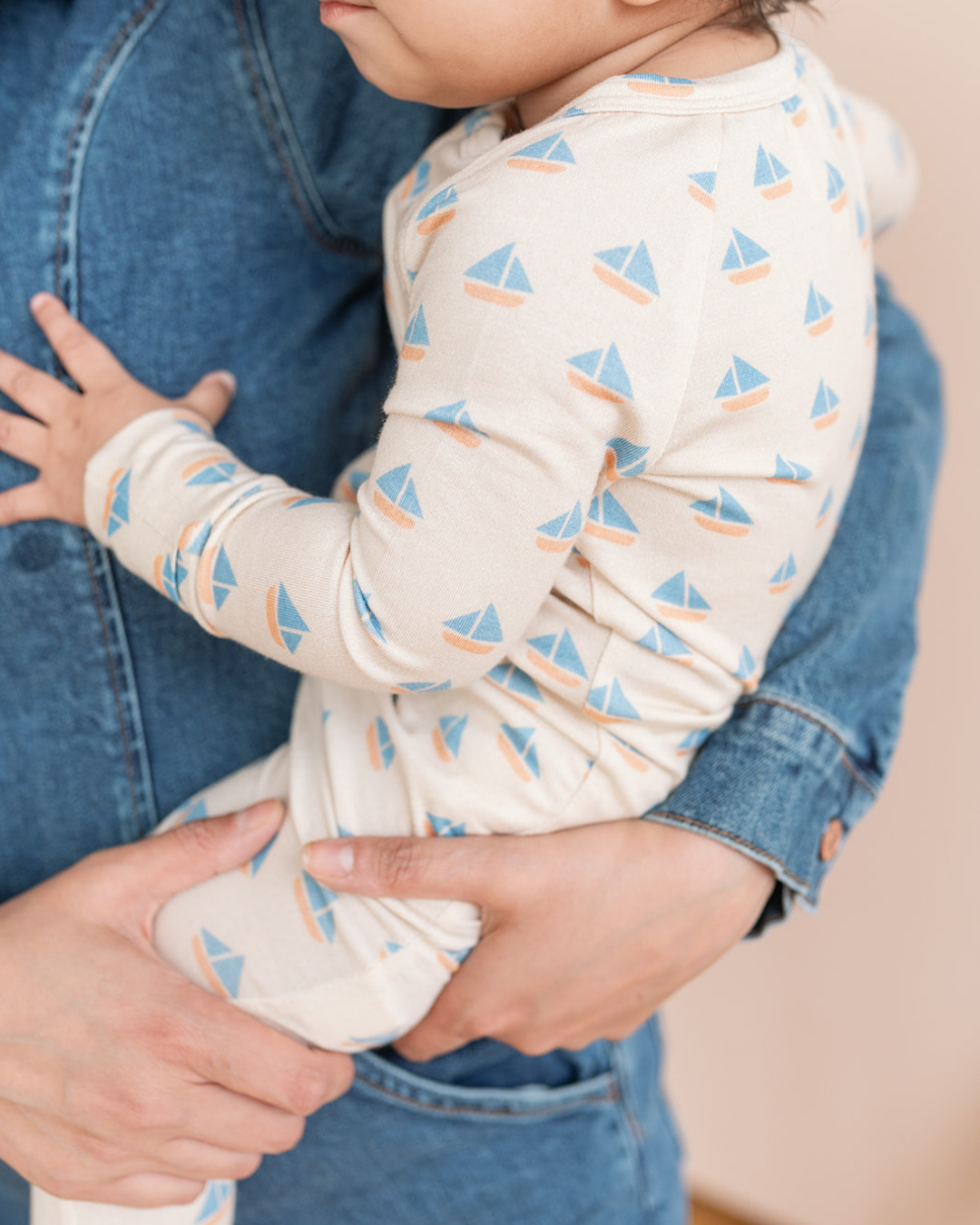 Modal Convertible Footy Pajamas in Sailboats