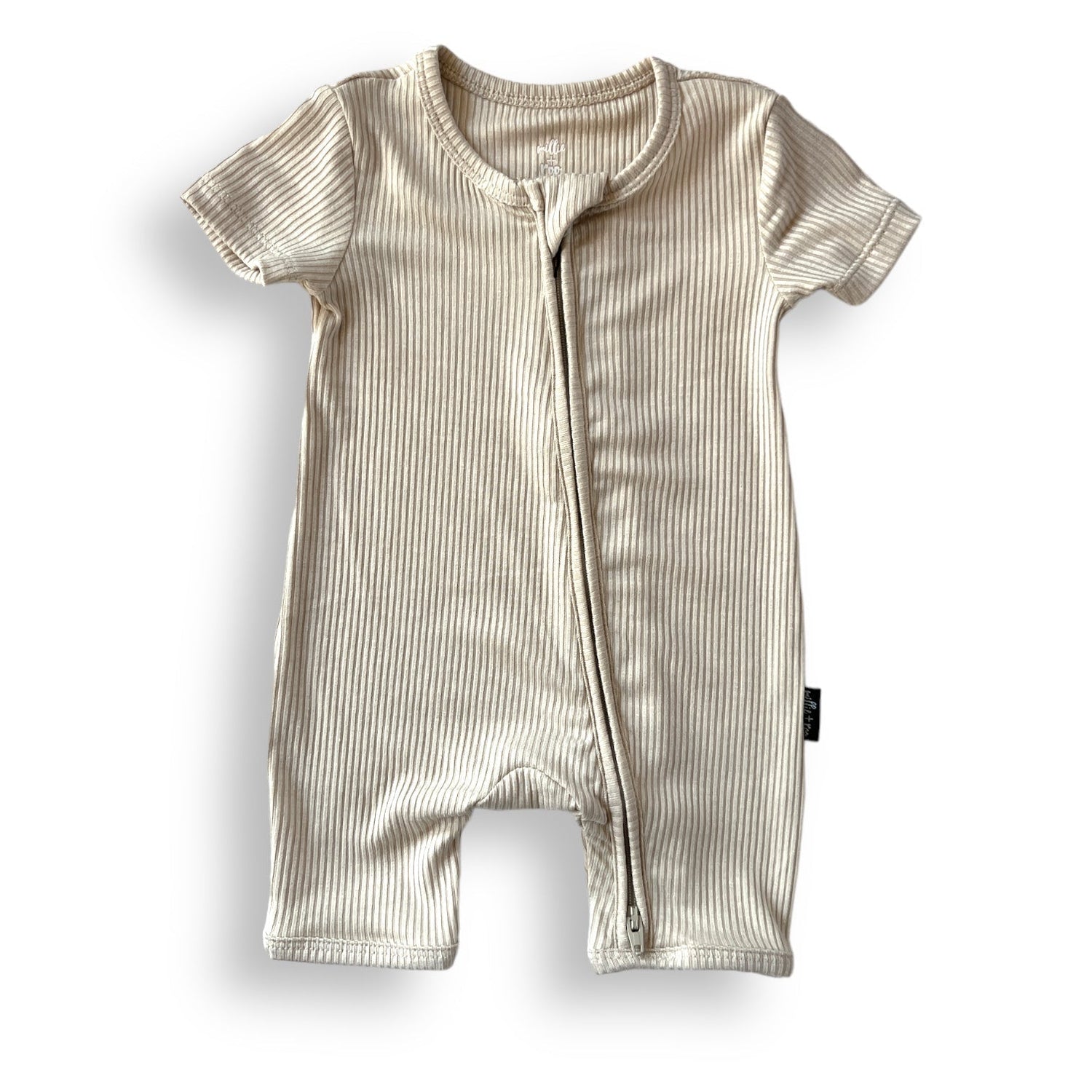 SHORTIE ZIP ROMPER - Clay Ribbed - Tenth &amp; Pine - shortie zip rompers - rib - 0/3m