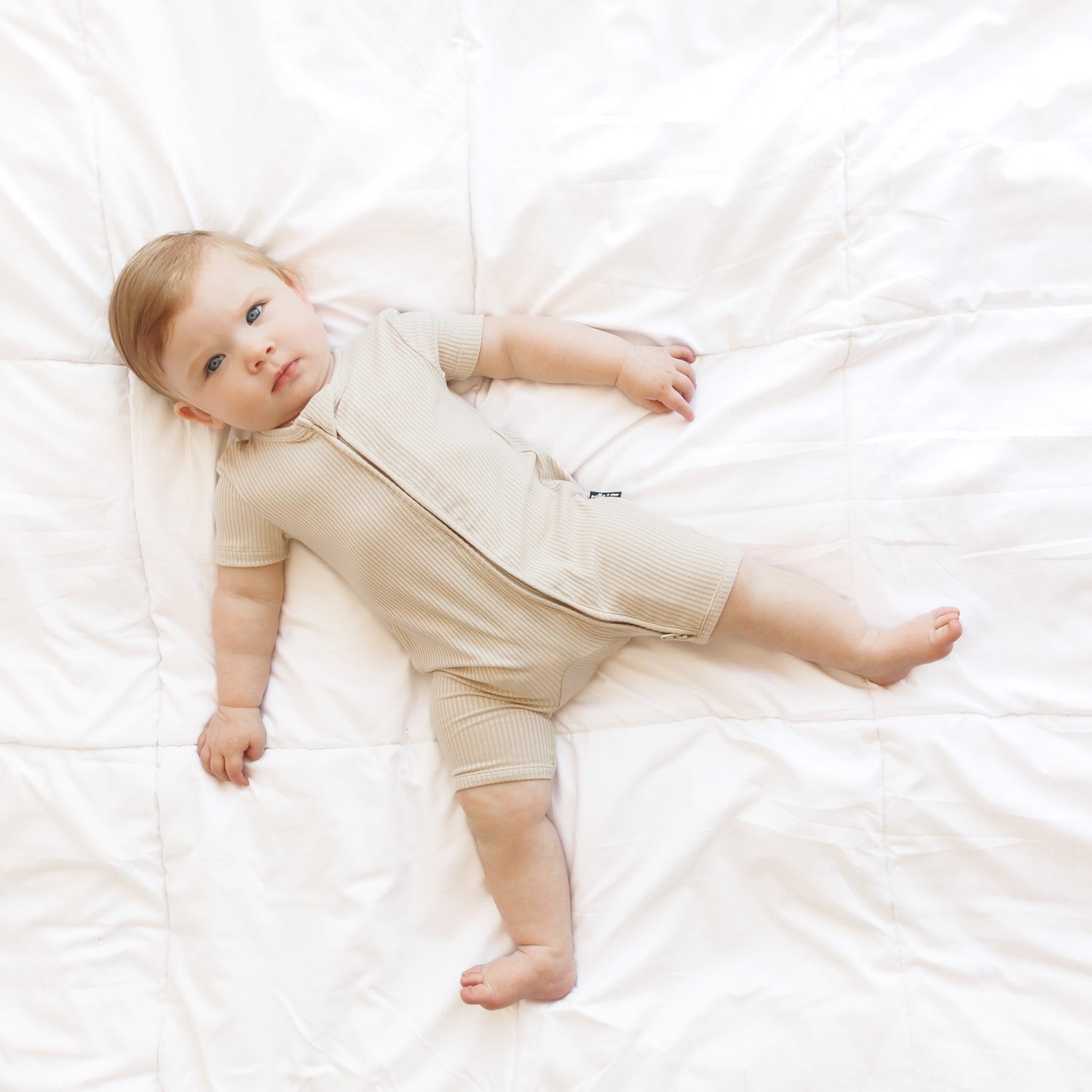 SHORTIE ZIP ROMPER - Clay Ribbed - Tenth &amp; Pine - shortie zip rompers - rib - 0/3m
