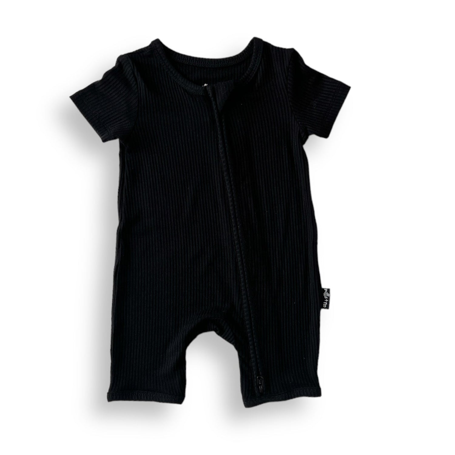 SHORTIE ZIP ROMPER - Midnight Ribbed - Tenth &amp; Pine - shortie zip rompers - rib - 0/3m