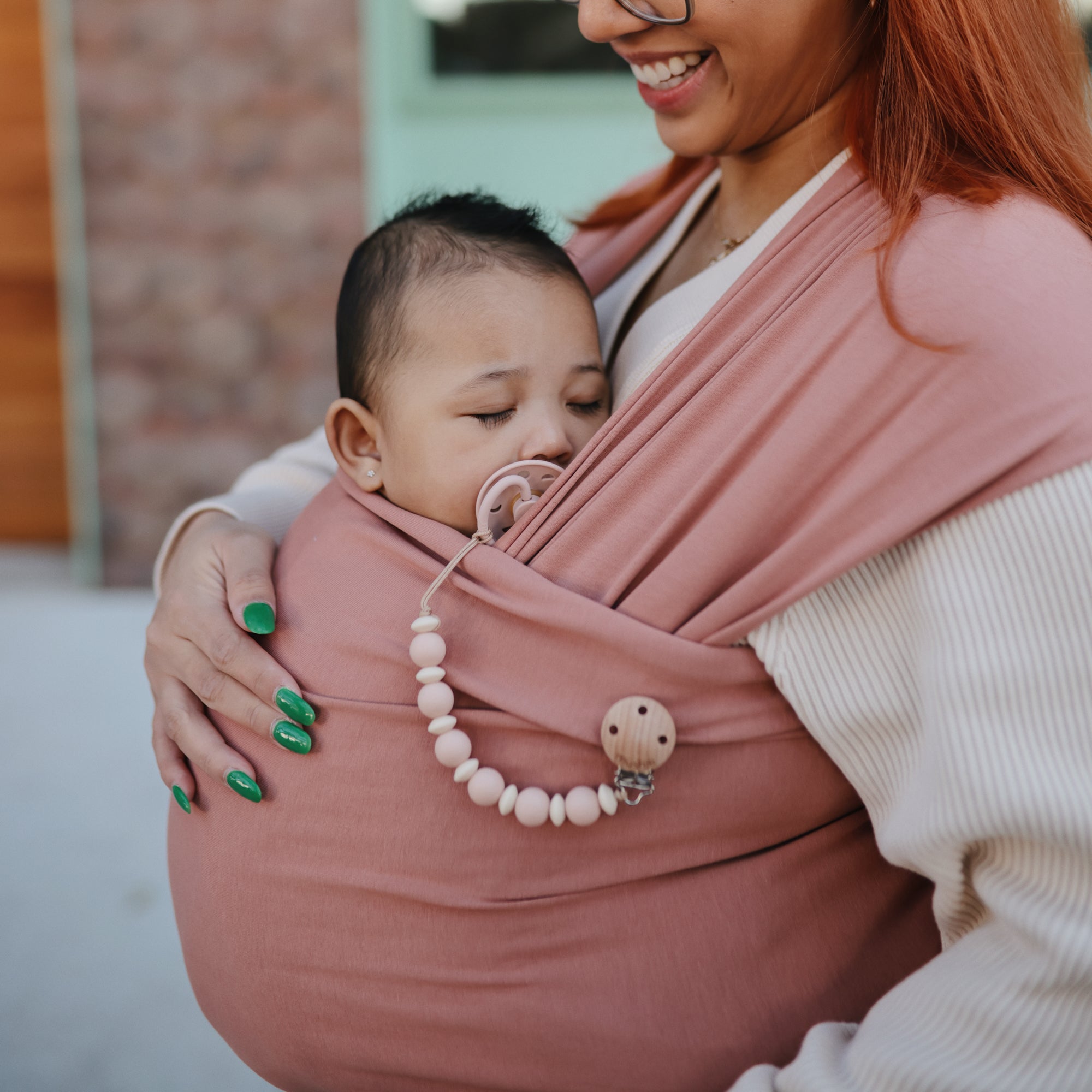 Silicone Pacifier Clip | Luna - Tenth &amp; Pine - Pacifier Clip - Faux Wood