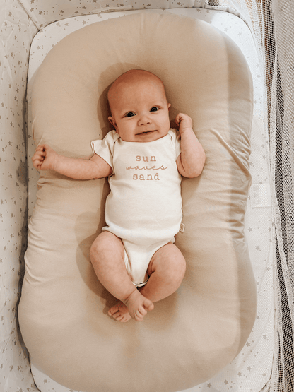 Sun Waves Sand Clay Organic Cotton Short Sleeve Baby Bodysuit - Tenth &amp; Pine - Short Sleeve Onesie - 0 - 3M - Tenth &amp; Pine