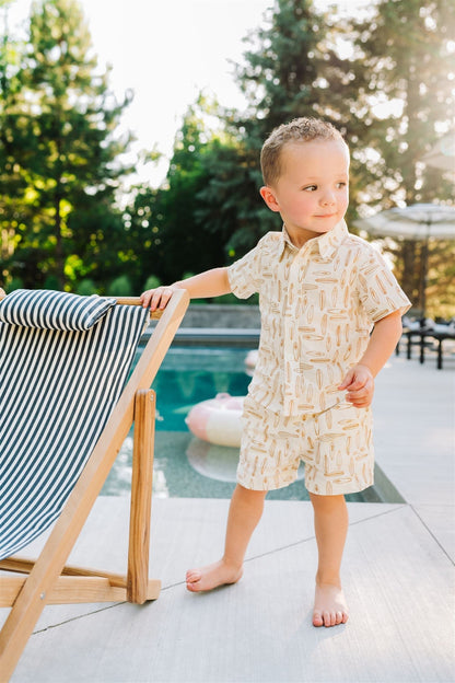 Surfboard Linen Cotton Shorts - Tenth & Pine - 0 - 3