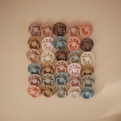 FRIGG Andersen Fairytale Natural Rubber Pacifier 2 - Pack - Tenth &amp; Pine - FRIGG PACIFIERS - 6 - 18 months - Twilight Mauve/Primrose