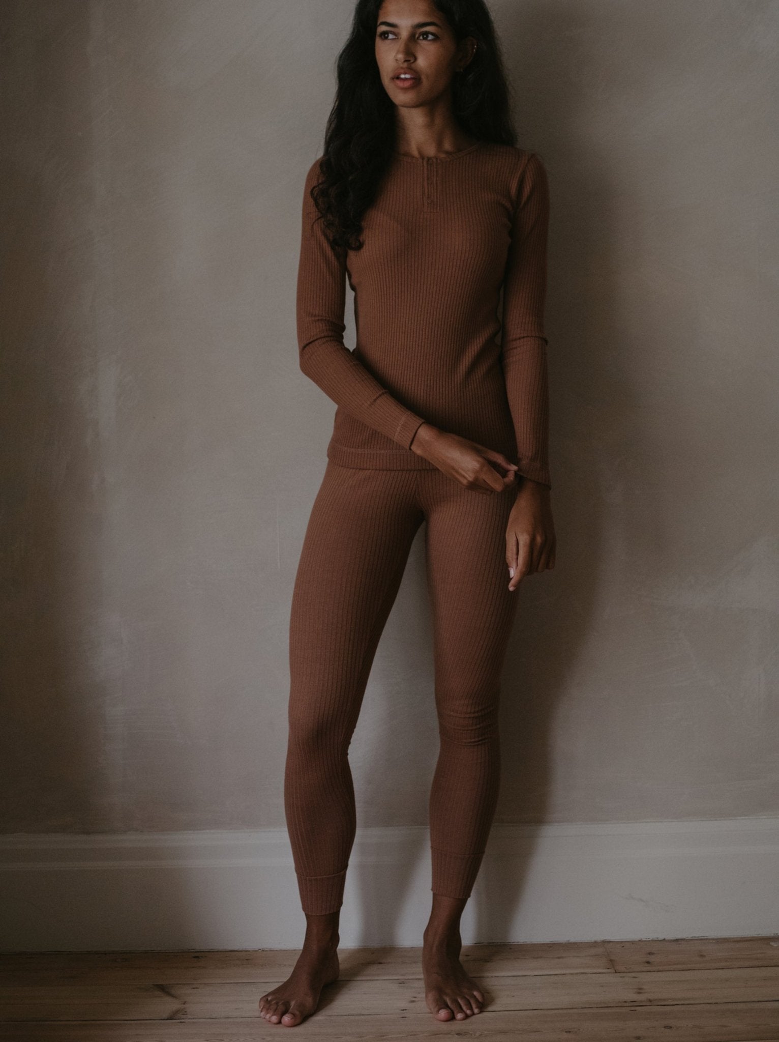 The Ribbed Legging - Women's - Tenth & Pine - Women's Leggings - US 0 - cinnamon